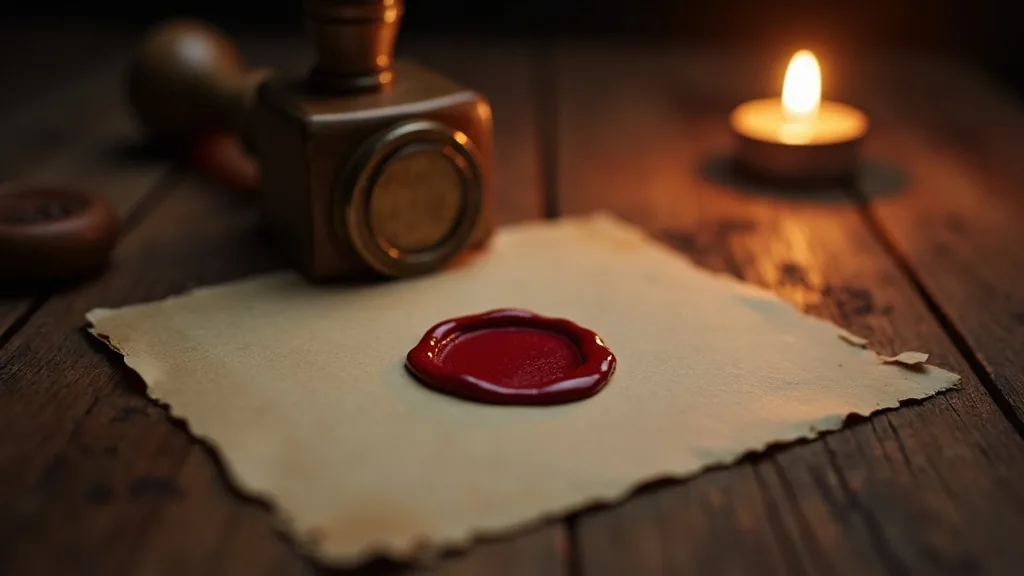 sceau de cire rouge et cachet de laiton sur papier crème a Rennes